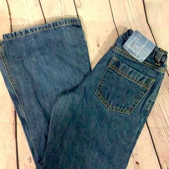 NWT Lands End Bootcut Girls Blue Jeans - Size 7 - Picture 1 of 4